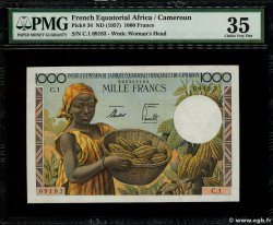 1000 Francs AFRIQUE ÉQUATORIALE FRANÇAISE  1957 P.34 MBC+