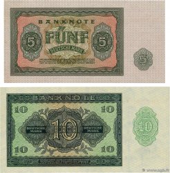 5 et 10 Deutsche Mark Lot DEUTSCHE DEMOKRATISCHE REPUBLIK  1948 P.12b et P.17 fST+