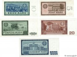 5 au 100 Mark Lot GERMAN DEMOCRATIC REPUBLIC  1964 P.22a au P.26a AU+