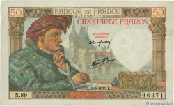50 Francs JACQUES CŒUR FRANKREICH  1941 F.19.11 fVZ