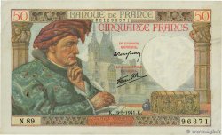 50 Francs JACQUES CŒUR FRANCE  1941 F.19.11 TTB+