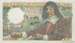 100 Francs DESCARTES FRANCE  1944 F.27.08 SPL+