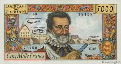 5000 Francs HENRI IV FRANCE  1958 F.49.06 pr.SUP