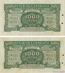 1000 Francs MARIANNE THOMAS DE LA RUE Consécutifs FRANCIA  1945 VF.13.01 q.SPL
