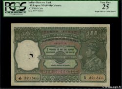 100 Rupees INDE Calcutta 1943 P.020e TTB