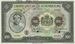 100 Francs Spécimen LUSSEMBURGO  1934 P.39s AU