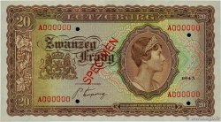 20 Frang Spécimen LUXEMBOURG  1943 P.42s AU+