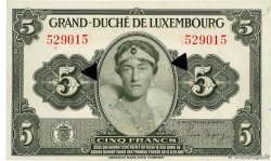 5 Francs Annulé LUXEMBOURG  1944 P.43a pr.NEUF