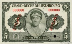 5 Francs Spécimen LUXEMBURGO  1944 P.43s SC+