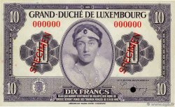 10 Francs Spécimen LUXEMBURGO  1944 P.44s SC+