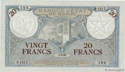 20 Francs MAROKKO  1945 P.18b VZ
