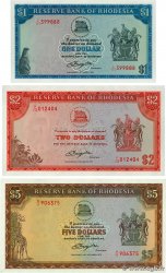 1, 2 et 5 Dollars Lot RHODÉSIE  1977 P.34c, P.35b et P.36b pr.NEUF