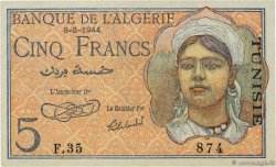 5 Francs TUNISIA  1944 P.15 AU