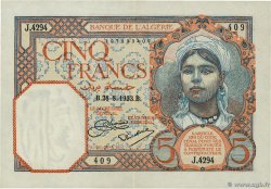 5 Francs ALGERIA  1933 P.077a XF