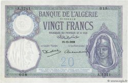 20 Francs Numéro radar ALGÉRIE  1941 P.078c