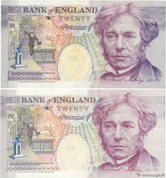 20 Pounds Lot ENGLAND  1991 P.384a/b UNC-