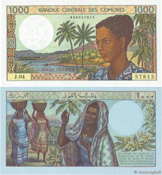 1000 Francs Lot COMORES  1994 P.11b et P.11E NEUF