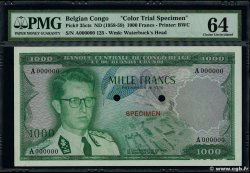 1000 Francs Essai CONGO BELGE  1958 P.35cts pr.NEUF