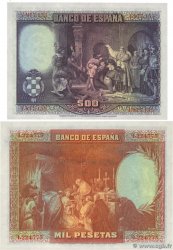 500 et 1000 Pesetas Lot SPANIEN  1928 P.077a et P.078a fST