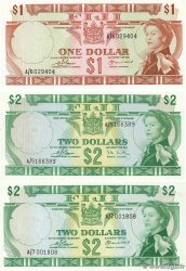 1 et 2 Dollars Lot FIJI  1974 P.071b et P.072a/b UNC-