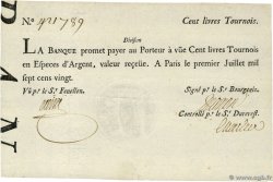100 Livres Tournois typographié FRANCE  1720 Dor.27 XF+