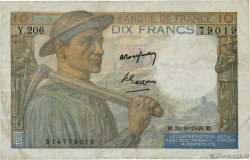 10 Francs MINEUR FRANKREICH  1949 F.08.22a fSS