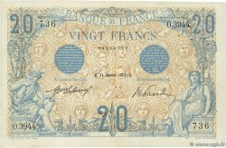 20 Francs BLEU FRANCIA  1913 F.10.03 MBC+