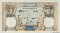 1000 Francs CÉRÈS ET MERCURE type modifié FRANKREICH  1939 F.38.36 fST+