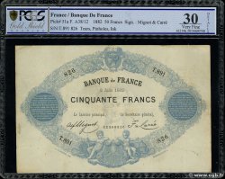 50 Francs type 1868 - Bleu à indices Noirs FRANCE  1882 F.A38.12 VF