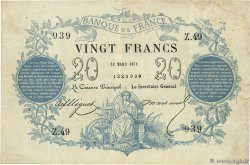 20 Francs type 1871 - Bleu FRANKREICH  1871 F.A46.02 SS