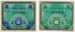 2 et 5  Francs DRAPEAU Lot FRANCIA  1944 VF.16.02 et 17.02  FDC