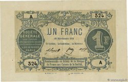 1 Franc Société Générale FRANCE Regionalismus und verschiedenen Paris 1871 JER.75.02A