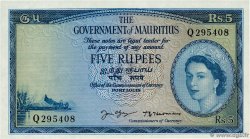 5 Rupees MAURITIUS  1954 P.27 AU