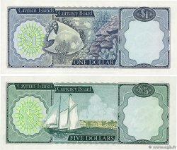 1 et 5 Dollars Lot ÎLES CAIMANS  1972 P.01b et P.02a NEUF