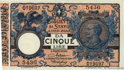 5 Lire ITALY  1923 P.023f UNC-