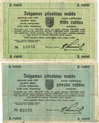 3 et 5 Roubles Lot LETONIA Mittau - Jelgava 1918 P.-