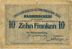 10 Francs LUSSEMBURGO  1919 P.30 q.MB