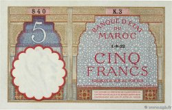 5 Francs MOROCCO  1922 P.23Aa AU-