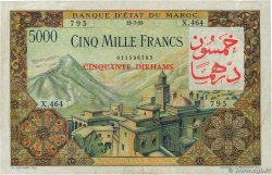 50 Dirhams sur 5000 Francs MAROC  1953 P.51 TB+