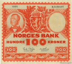 100 Kroner NORVÈGE  1955 P.33b VZ+
