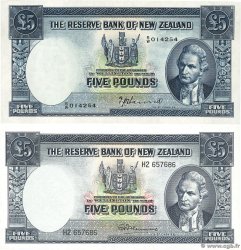 5 Pounds Lot NEW ZEALAND  1940 P.160a/d XF+