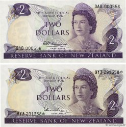 2 Dollars Lot NEW ZEALAND  1967 P.164a et P.164dr UNC
