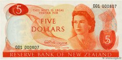 5 Dollars Petit numéro NEW ZEALAND  1967 P.165a UNC
