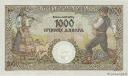 1000 Dinara SERBIA  1942 P.32a AU+