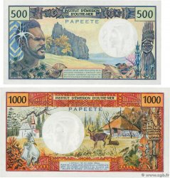 500 et 1000 Francs Lot TAHITI  1985 P.25d et P.27d SC+