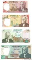1 au 20 Dinars Lot TUNISIA  1980 P.74 au P.77 AU+