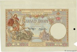 1000 Dinara Épreuve YUGOSLAVIA  1920 P.023p EBC