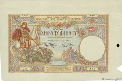 1000 Dinara Épreuve YUGOSLAVIA  1920 P.023p XF