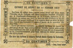 50 Centimes GUINEA  1917 P.01a q.MB