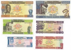 25 à 5000 Francs Lot GUINEA  1985 P.28 à 33 FDC